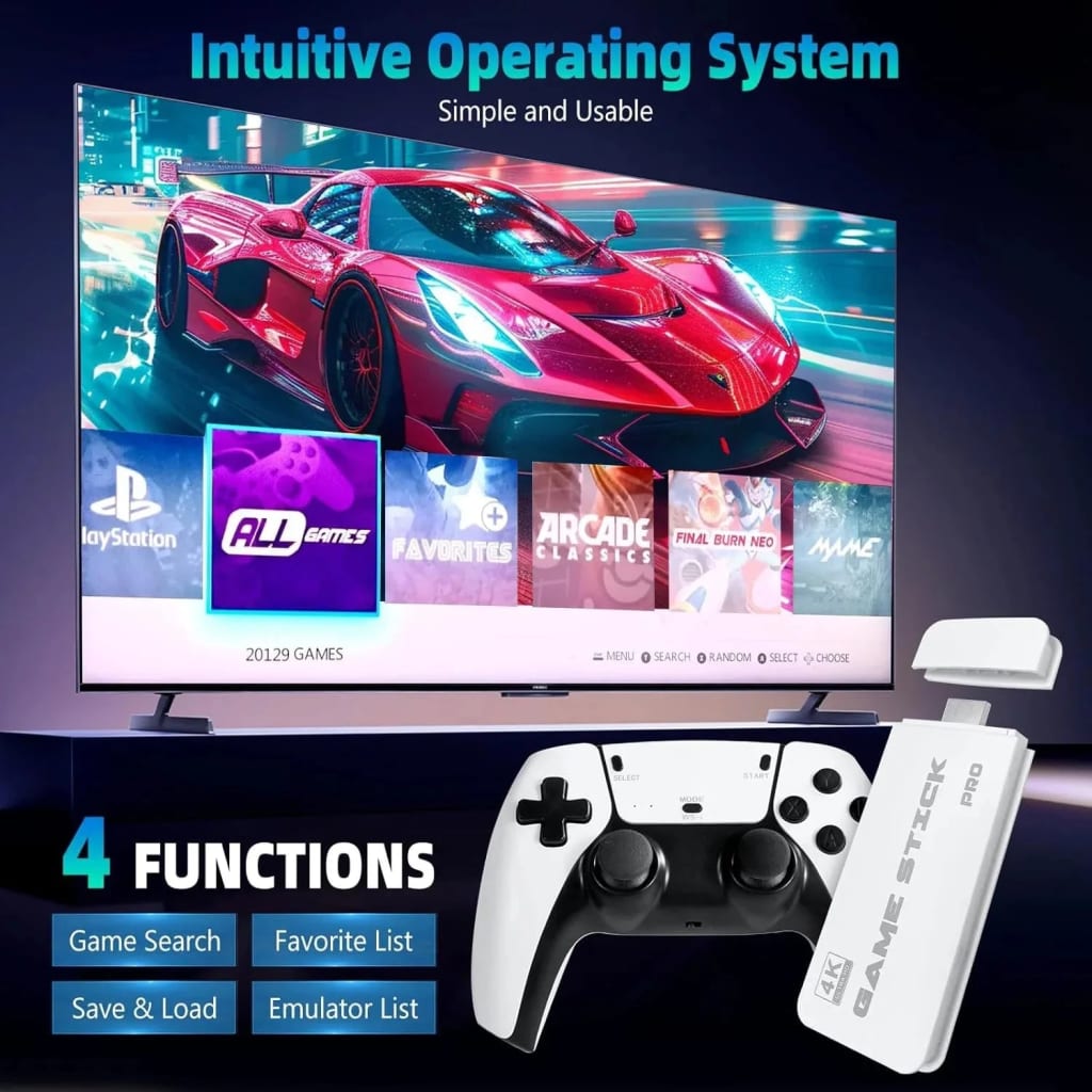 PlayStick Retro Game Console - 30,000+ Classic Games in 1 Plug-&-Play Device