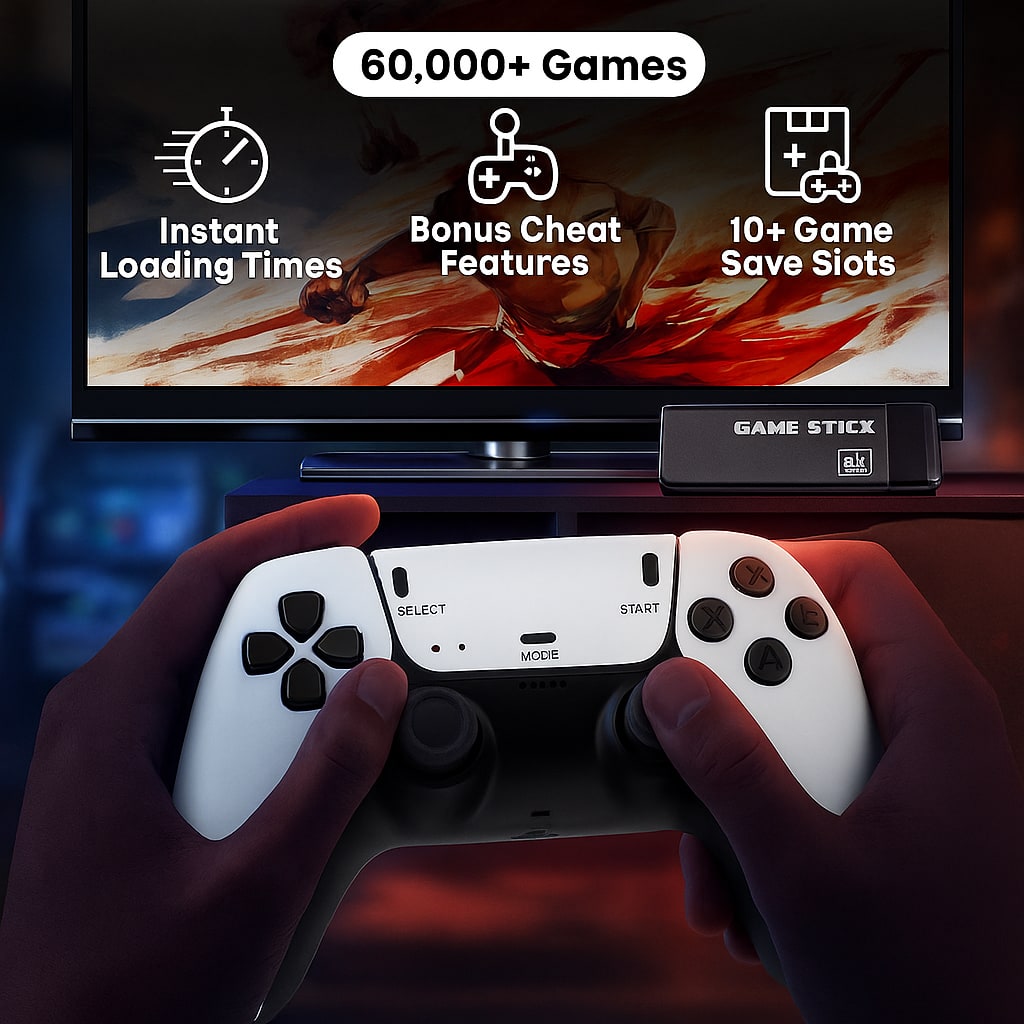 PlayStick Retro Game Console - 30,000+ Classic Games in 1 Plug-&-Play Device